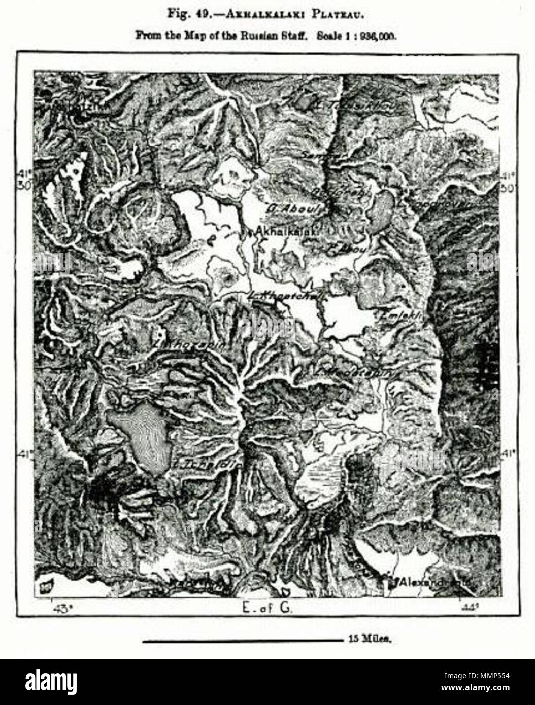 Altopiano di Akhalkalaki mappa (Élisée Reclus) Foto Stock