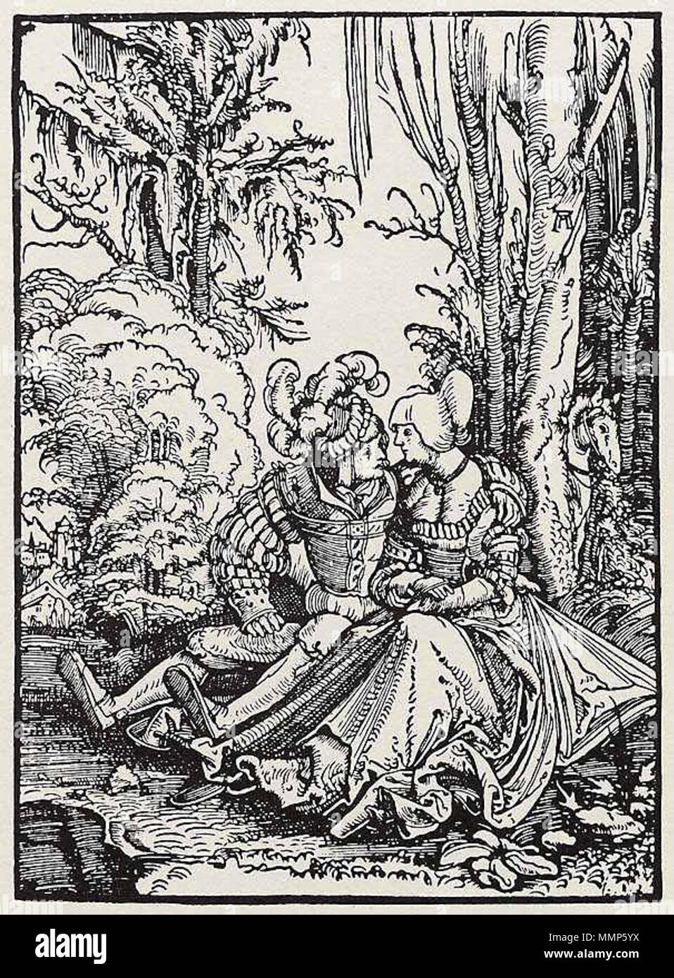 . Deutsch: Liebespaar [2] Technik: Holzschnitt, Maße: 13,4 × 10,1 cm, Sammlung: Staatliche Kunstsammlungen Dresden, Kupferstich-Kabinet . 1511. Albrecht Altdorfer (1480-1538) Descrizione pittore tedesco, disegnatore e incisore e architetto Data di nascita e morte circa 1480 12 febbraio 1538 Luogo di nascita e morte Altdorf o Regensburg Regensburg sede di lavoro Regensburg competente controllo : Q153746 VIAF:?100221829 ISNI:?0000 0001 2145 2119 ULAN:?500031250 LCCN:?n50053721 NLA:?35003981 WorldCat Albrecht Altdorfer Liebespaar Foto Stock