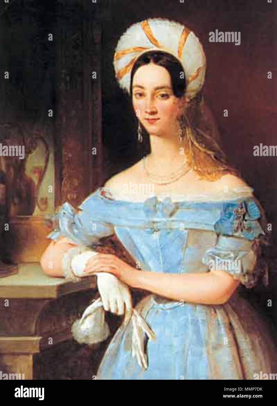 . Русский: Баронесса Александра Карловна Шернваль (1812-1850), с 1839 года замужем за португальским послом в Петербурге Морисом Корреа (ум. 1874). . 1834. Alexandra Stjernvall Foto Stock