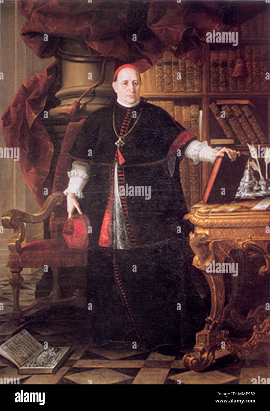 . Español: Retrato del eclesiástico español Gaspar de Molina y Oviedo (1679-1744), que llegó a ser cardenal de la Iglesia Católica y también obispo de Santiago de Cuba, Barcellona y Malaga y presidente del Consejo de Castilla. . Il XVIII secolo. Alonso Miguel de Tovar (1678-1758) Descrizione pittore spagnolo Data di nascita e morte 1678 1758 Luogo di nascita e morte Higuera de la Sierra, provincia de Huelva (Spagna) Madrid sede di lavoro Madrid, Siviglia competente controllo : Q4734481 VIAF:?ISNI 55075914:?0000 0000 6636 9653 ULAN:?500006117 GND:?124252117 BNE:?XX1517297 Alonso Miguel de Tovar01 Foto Stock
