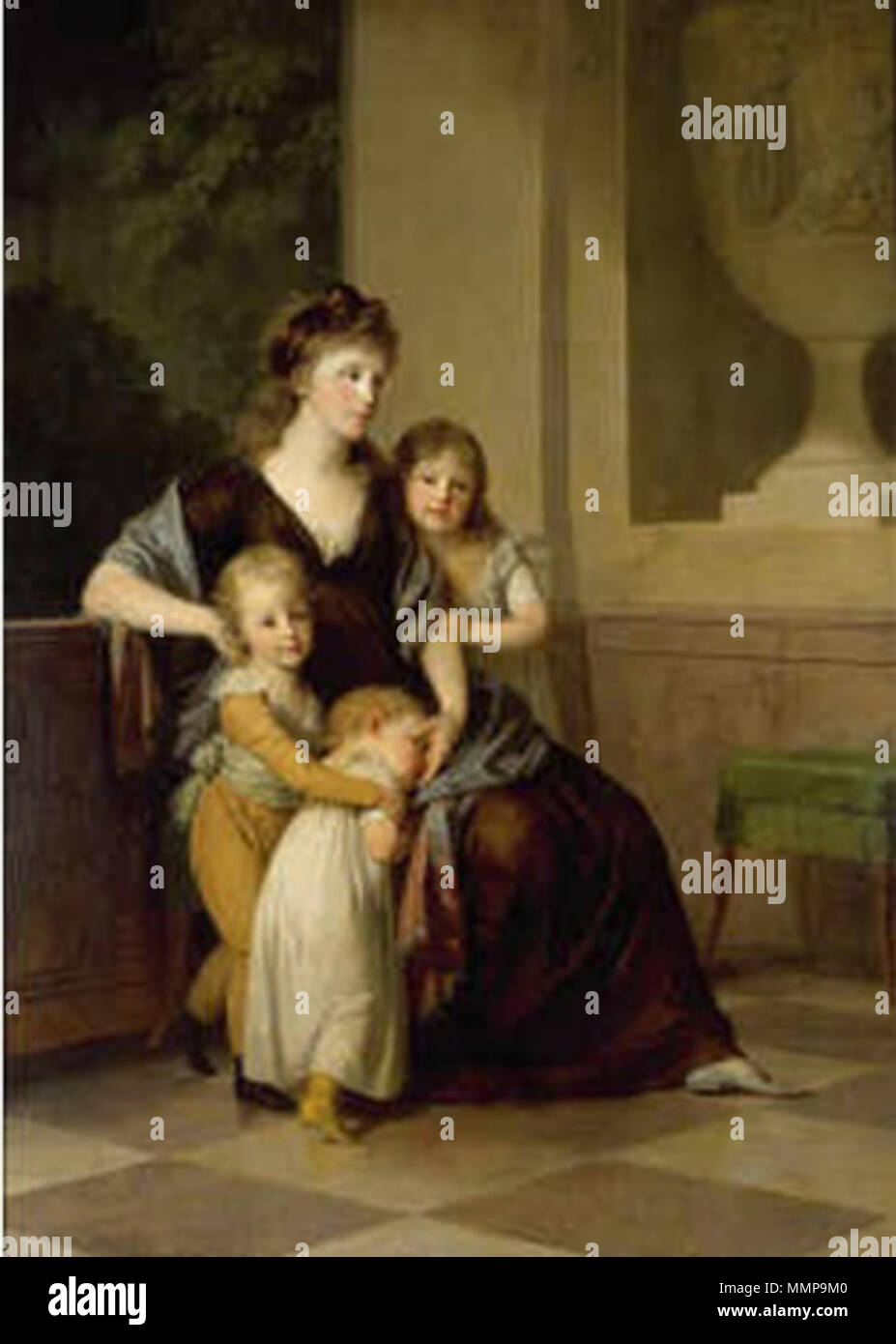 . Inglese: Amalie di Hesse-Homburg con i suoi figli . Johann Friedrich August Tischbein (1750-1812) nomi alternativi Friedrich Jan August Tischbein Jan Frederik August Tischbein Friedrich Tischbein pseudonimo: Leipziger Tischbein Descrizione pittore tedesco e docente universitario Data di nascita e morte 9 Marzo 1750 21 Giugno 1812 Luogo di nascita e morte Maastricht Heidelberg periodo di lavoro tra circa 1770 e circa 1812 sede di lavoro Arolsen (1770), Parigi (1772-1777), Italia (1777-1780), Napoli (1778-1779), l'Aia (1781-1782, 1786, 1788-1789), Amsterdam (1791-1794), Dessau, Weimar Foto Stock