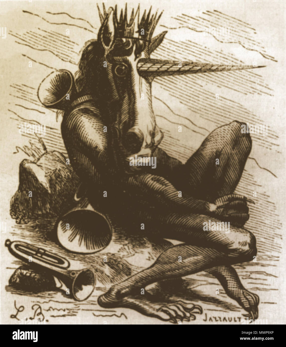 . Demon Amduscias dal Collin de Plancy's Dictionnaire Infernal, 1863 . Il 6 novembre 2006 (data di caricamento). Collin de Plancy Amduscias Foto Stock