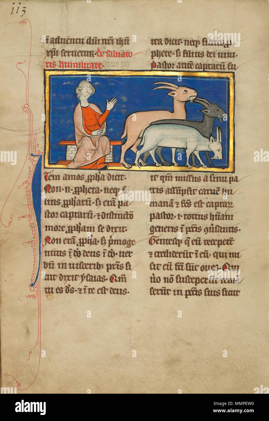 Amos e tre caprini. quarto trimestre del XIII secolo (dopo il 1277). Amos e tre caprini - Google Art Project Foto Stock