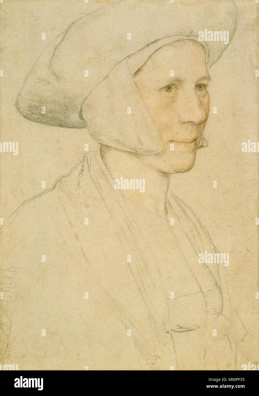 . Inglese: Ritratto di una donna sconosciuta. Colored chalks con lavaggio su cui non è stato applicato il primer su carta, 35,6 × 24,8 cm, Royal Collection, il Castello di Windsor. . 1526-28. Hans Holbein (1497/1498-1543) nomi alternativi Hans Holbein der Jüngere, Hans Holbein Descrizione tedesco pittore e disegnatore Data di nascita e morte 1497 o 1498 tra il 7 ottobre 1543 e 29 novembre 1543 Luogo di nascita e morte Augsburg Londra sede di lavoro Basilea (1515-1526), Lucerna (1515-1526), Venezia (1515), Bologna (1515), Firenze (1515), Roma (1515), Venezia (1517-1518), Bologna (1517-1518), Firenze (1517-1518), Roma (1517-151 Foto Stock