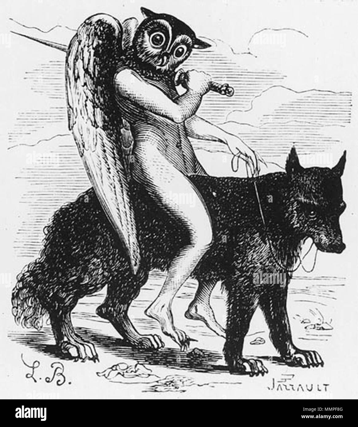 . Inglese: demone 'Andras' in Dictionnaire Infernal . 1863. J.A.S. Collin de Plancy Andras(demon) Foto Stock