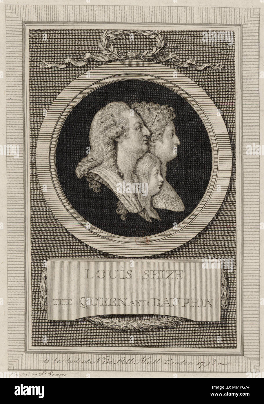 . Inglese: Ritratto di Luigi XVI di Francia, Maria Antonietta e Luigi XVII di Francia . Dal 1789 fino al 1792 (pubblicata). Luigi XVI di Francia, Maria Antonietta e Luigi XVII di Francia Foto Stock