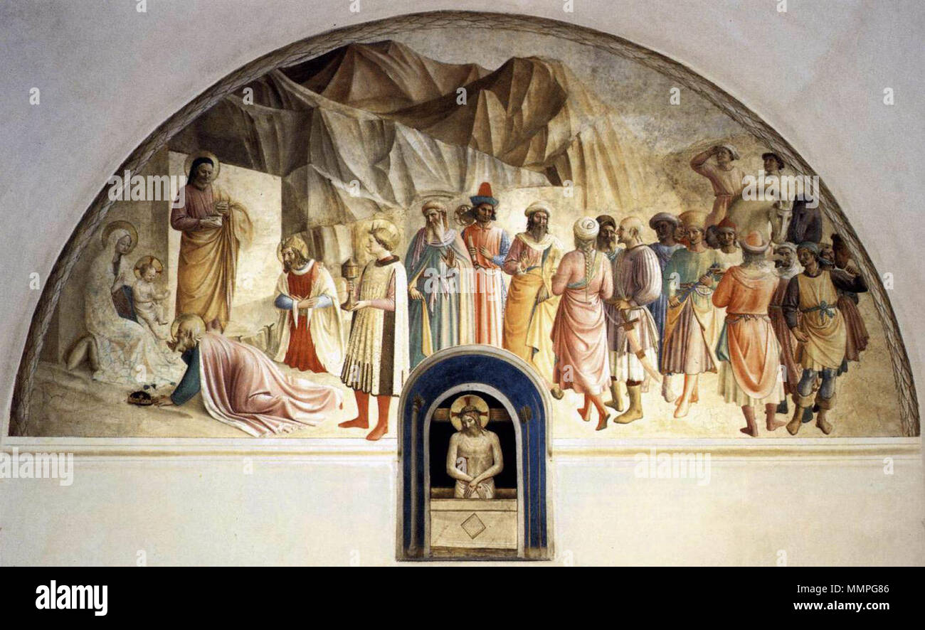 . ANGELICO, fra adorazione dei Magi affresco del Convento di San Marco, Firenze Adorazione dei Magi. 1438-46. vedere il nome o la categoria Angelico, affresco s. marco, Adorazione dei magi cella 39 Foto Stock