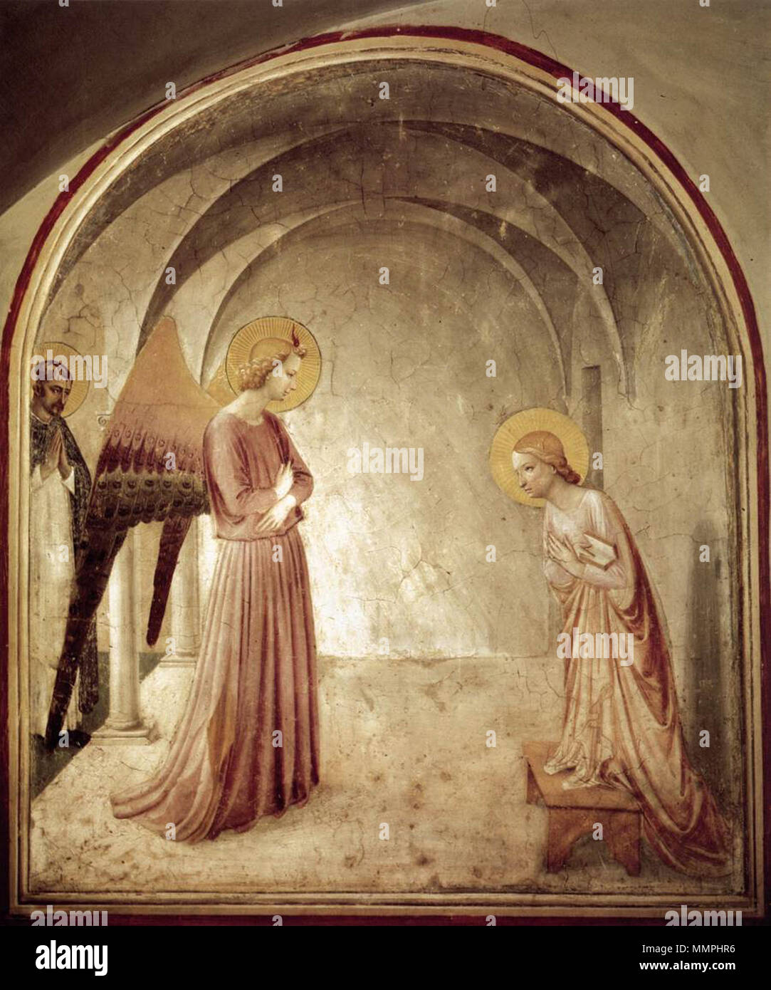 . ANGELICO, Fra Annunciazione affresco, 190 x 164 cm Convento di San Marco, Firenze . tra 1440 e 1441. vedere il nome o la categoria Annunciazione del Beato Angelico (San Marco la Cella 3) Foto Stock