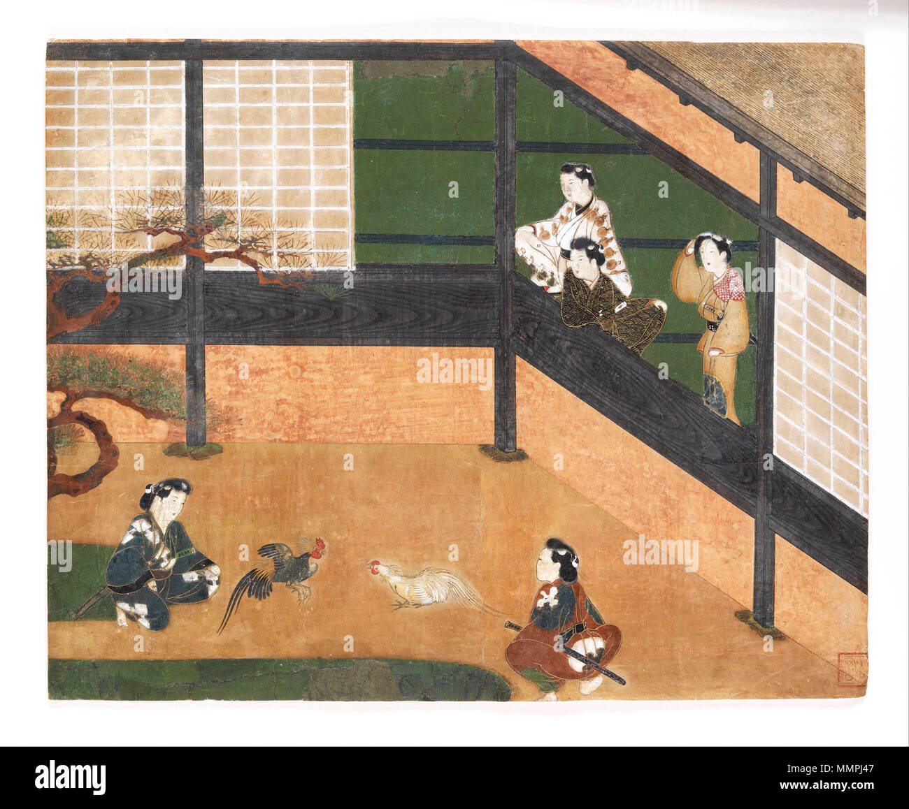 Cockfight. Il XVII secolo. Anonimo, Giapponese - Cockfight - Google Art Project Foto Stock