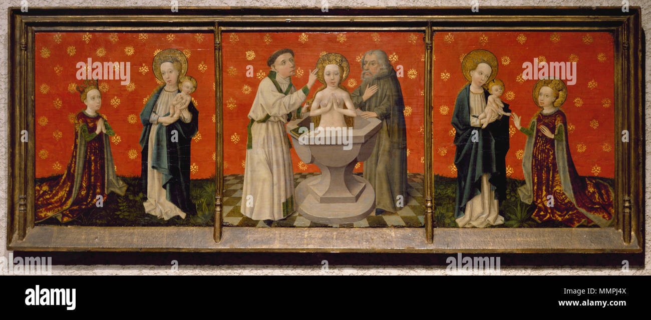 37.2638 Anonimo (tedesco). 'Scenes dalla vita di Santa Caterina di Alessandria", ca. 1430-1450. Olio su legno. Walters Art Museum (37.2638): Dono del sig. e della sig.ra Mortimer Brandt, 1988. Tedesco - Scene della vita di Santa Caterina di Alessandria - Walters 372638 Foto Stock