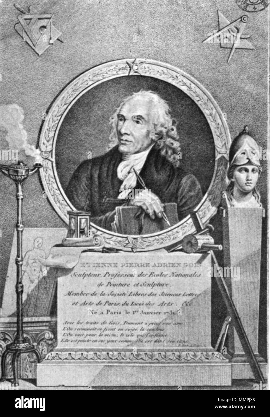 Ritratto di Étienne-Pierre-Adrien Goisa, a.k.a. Goisa il Vecchio (1731-1823), scultore francese. Il XVIII secolo. EtiennePierreAdrienGois01 Foto Stock