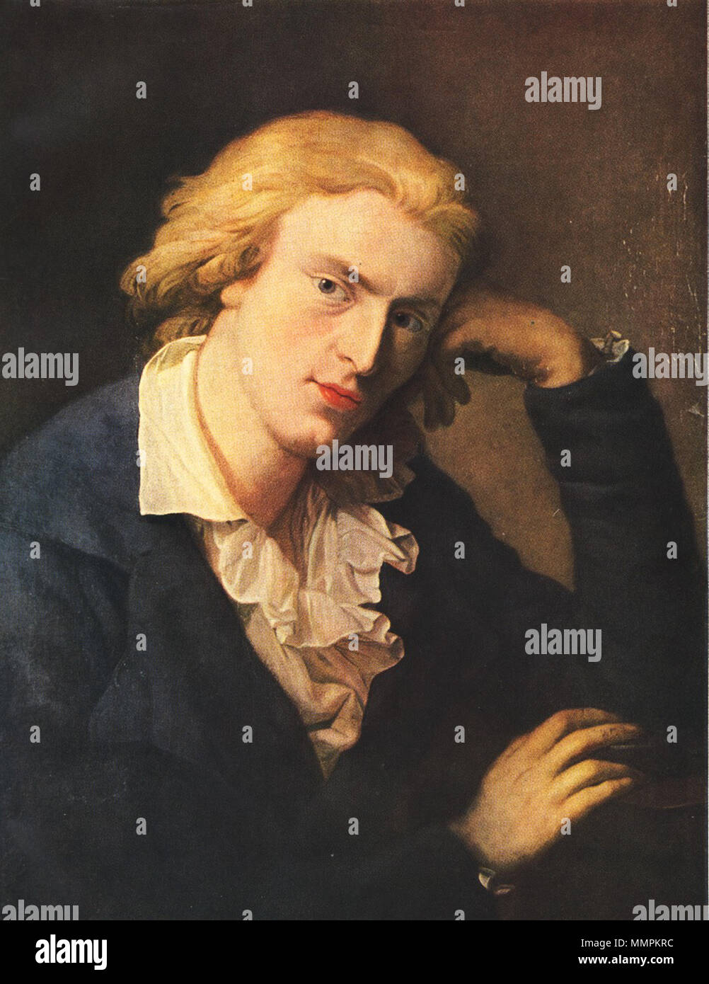 . Deutsch: Ritratto di Friedrich Schiller . Beginn Frühjahr 1786, Vollendung Herbst 1791 (siehe Ekhart Berckenhagen: Anton Graff - Leben und Werk. Deutscher Verlag für Kunstwissenschaft, Berlin 1967, S. 321). Anton Graff - Friedrich Schiller Foto Stock