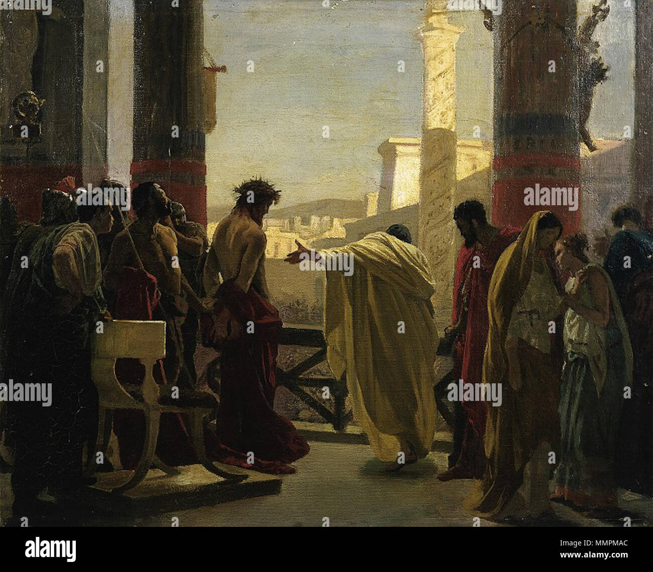 . Progetto Ecce Homo. 1862. Antonio Ciseri (1821-1891) Descrizione pittore italo-svizzero e docente universitario Data di nascita e morte 25 Ottobre 1821 8 marzo 1891 Luogo di nascita e morte Ronco sopra Ascona Firenze sede di lavoro Firenze competente controllo : Q601609 VIAF:?ISNI 55030004:?0000 0000 6630 0306 ULAN:?500030859 LCCN:?n93023875 WGA:?CISERI, Antonio WorldCat Antonio Ciseri - Bozzetto per l'Ecce Homo Foto Stock