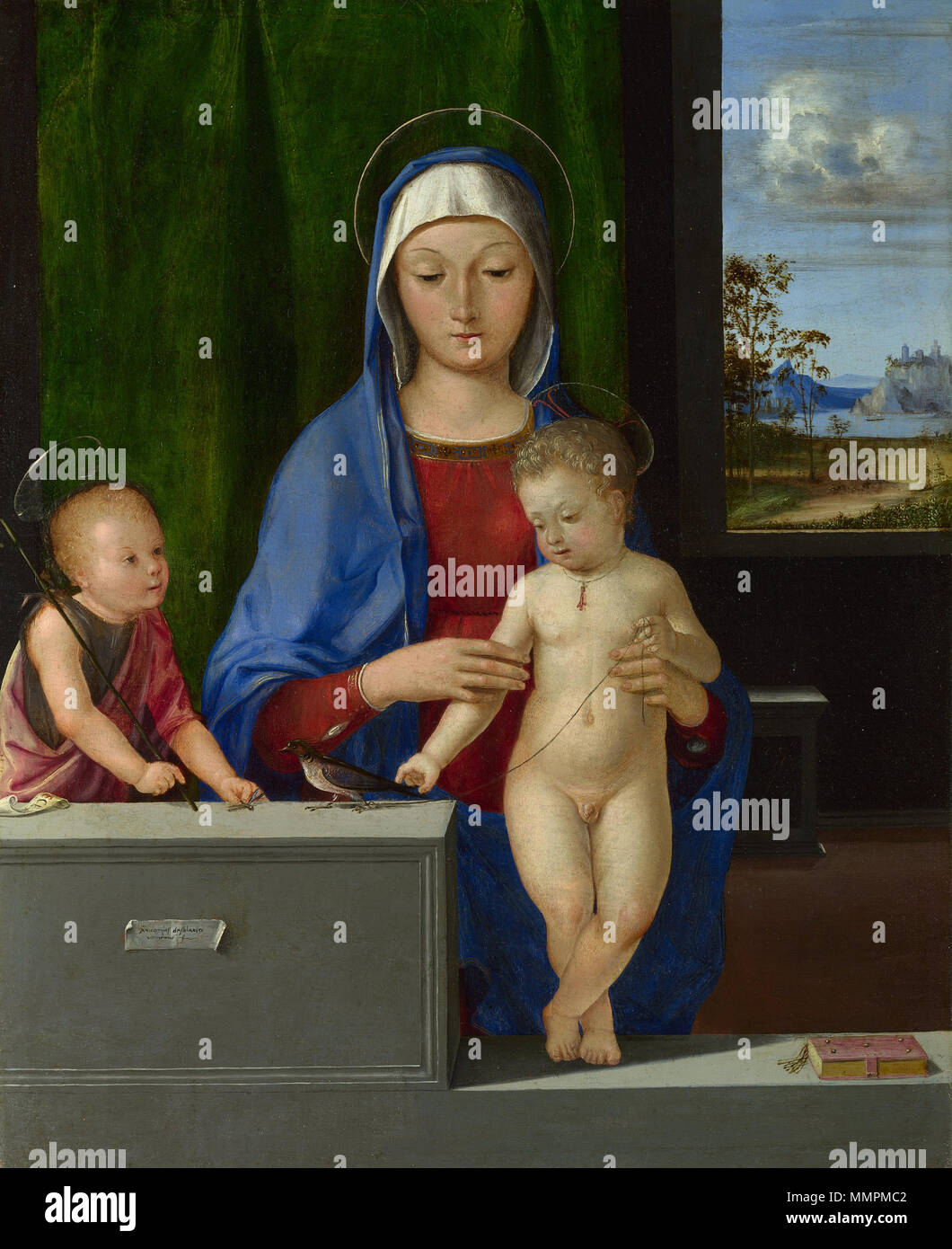. Persone raffigurate: Maria (Madre di Gesù), Gesù e Giovanni Battista la Vergine con il Bambino e San Giovanni. tra circa 1500 e circa 1510. Antonio de Solario - La Vergine con il Bambino e San Giovanni - Google Art Project Foto Stock