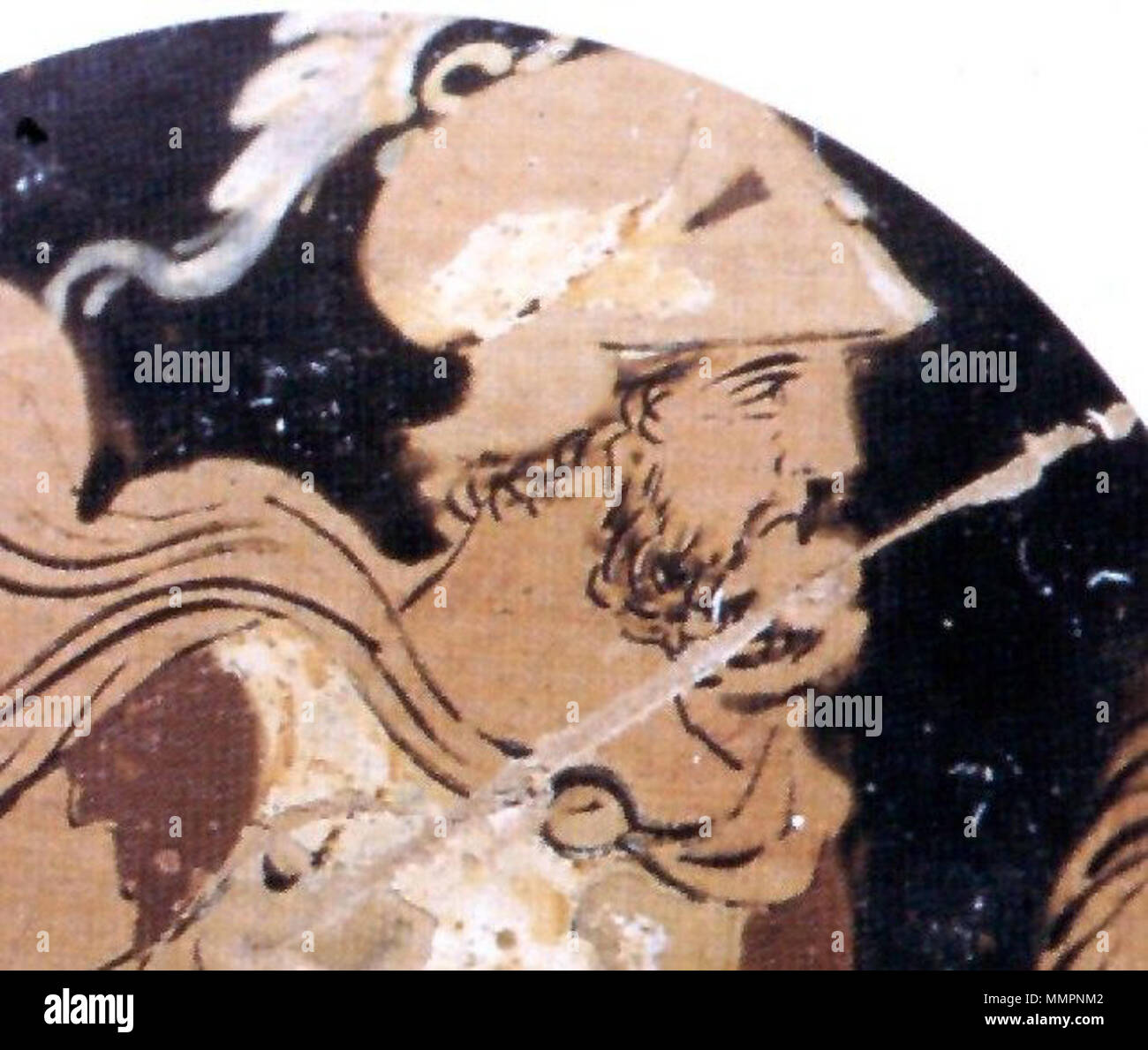 . Frammento su anfora pugliese dal pittore Dario. Napoli Nat'l Mus. . 330-320 A.C. Dario pittore nomi alternativi Pittore di Dario; Peintre de Dario Descrizione rosso-figura vaso pittore Data di nascita del IV secolo A.C. la posizione di lavoro Taranto competente controllo : Q902022 VIAF:?72336338 ULAN:?500029448 GND:?124811728 Apulo-Corinthian-casco-Dario Foto Stock