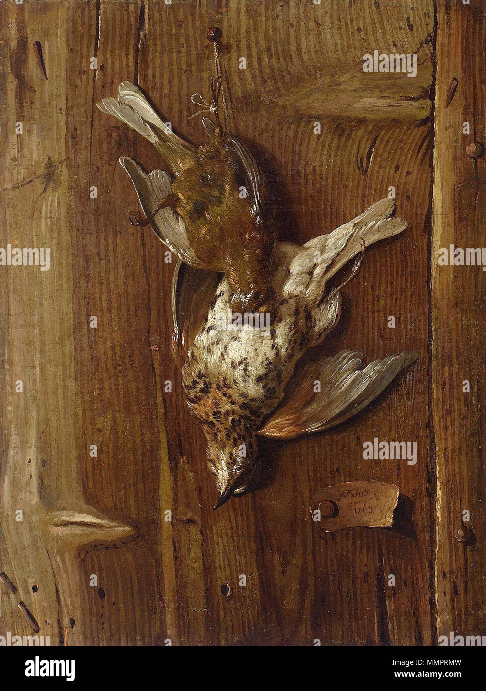 Trompe l'oeil con uccelli morti (tordi e Allodole Cesene Beccacce).. 1768. Oudry trompe-l'oeil con uccelli morti Foto Stock Trompe l'oeil con uccelli morti (tordi e Allodole Cesene Beccacce).. 1768. Oudry trompe-l'oeil con uccelli morti Foto Stock