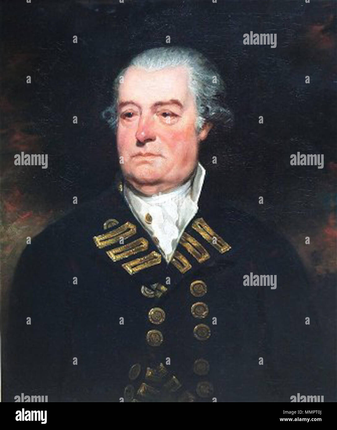 Ritratto di Ammiraglio Mariot Arbuthnot (1711-1794). La seconda metà del XVIII secolo. Adm marriot Foto Stock