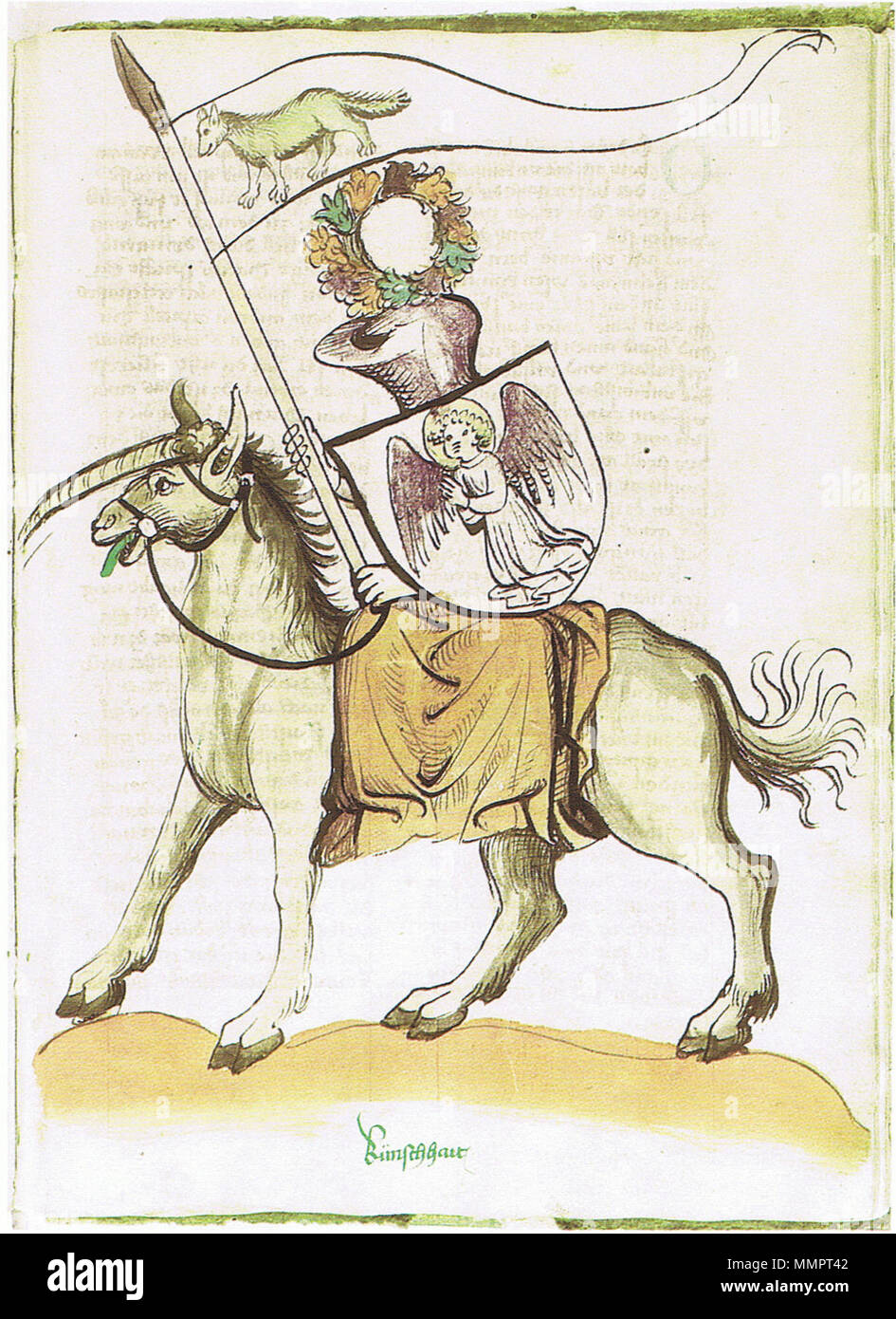 . La virtù della castità unicorno, l'angelo, la ghirlanda nuziale e il bianco donnola o ermellino o simboli della castità. Carta di MS 104 Flos., datata 1447, della Svevia. Miscellanea di 18 tratti catechistico, scritto da scriba Petrus Willen di Neuburg. - Etymachie-Traktat. Ein Todsündentraktat in der katechetisch-erbaulichen Sammelhandschrift - Augsburg, Staats- und Stadtbibliothek, 2º Cod.160, il beato 86r Soehe http://www.handschriftencensus.de/8455 . 1447. Questo file è privo di informazioni sull'autore. Augsburg etymachietraktat einhorn Foto Stock