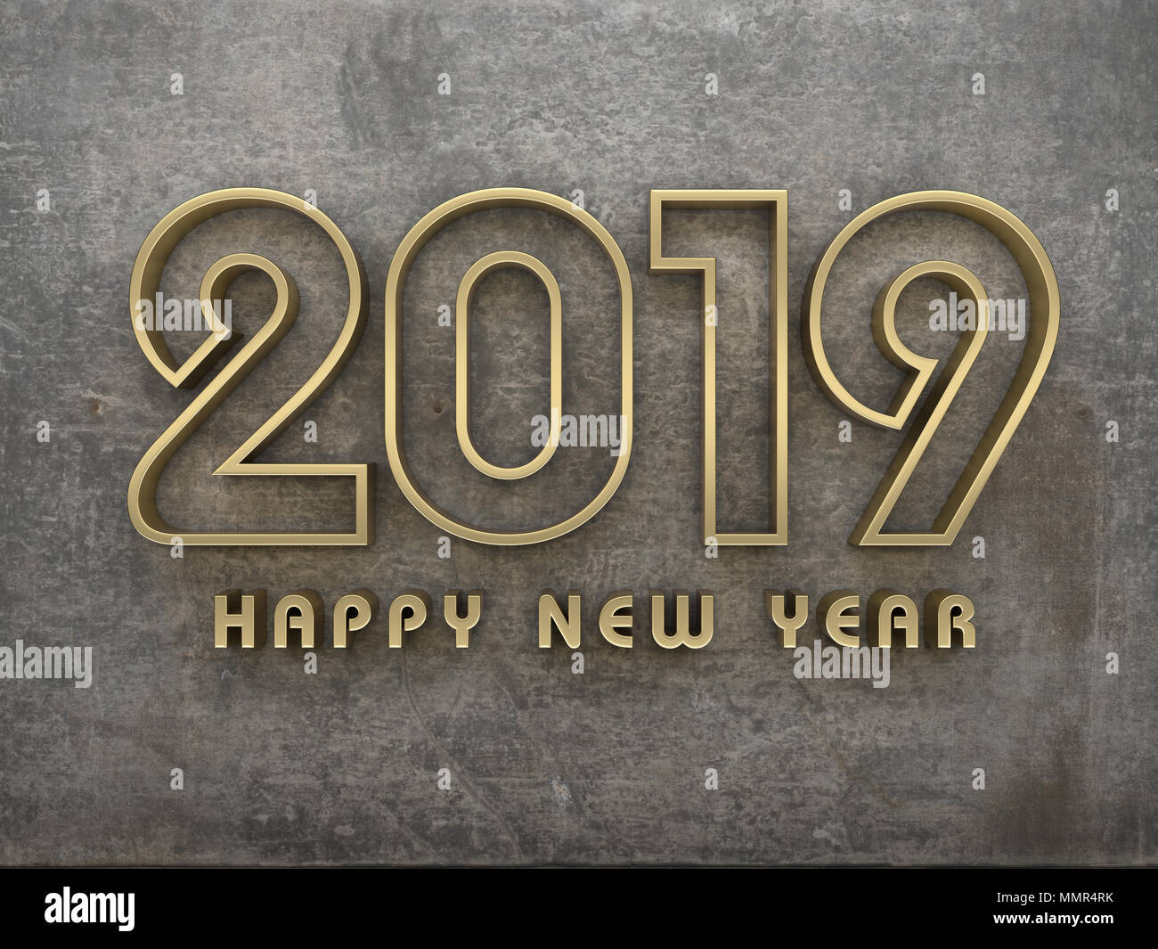 Nuovo anno 2019 - Immagine 3D rappresentata Foto Stock