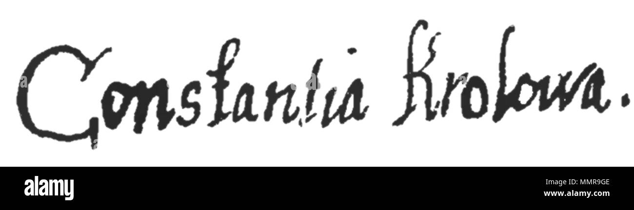 . Inglese: autografo di costanza di Austria autografo di costanza dell'Austria Foto Stock