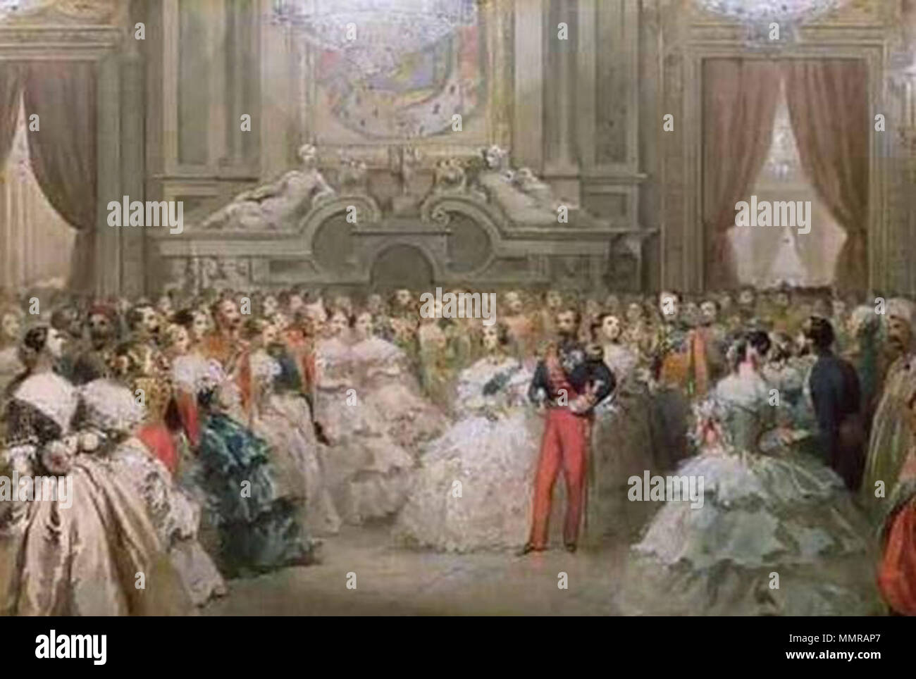 . Inglese: Palla ufficiale alle Tuileries organizzato da Napoleone III in onore della regina Victoria, 1853 . 11 aprile 2017. Hippolyte Louis Pauquet sfera alle Tuileries organizzato da Napoleone III nel donatore della regina Victoria Foto Stock