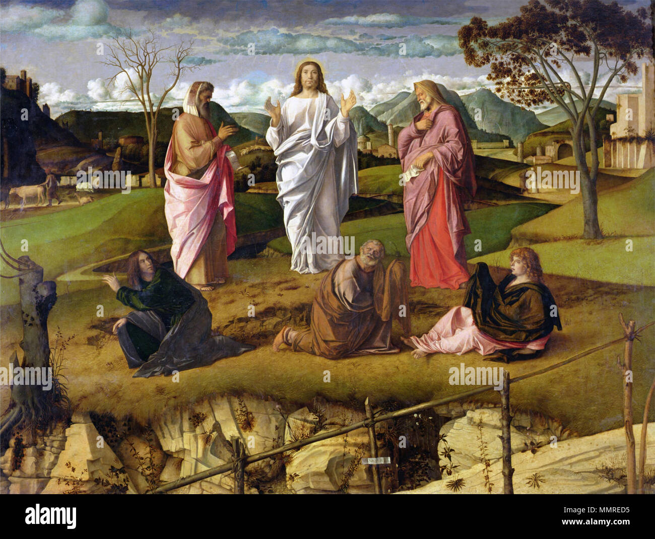Trasfigurazione di Cristo. circa 1487. The-Transfiguration-1480-xx-Giovanni-Bellini Foto Stock