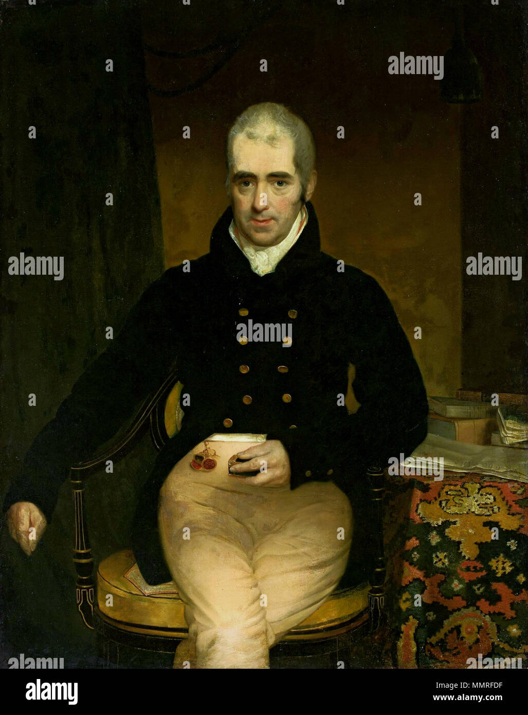. Pendente di numero di Inventario M.Ob.1775 Ritratto di un uomo con un tabacco da fiuto-box.. primo quarto del XIX secolo. Uomo con un tabacco da fiuto-box Foto Stock