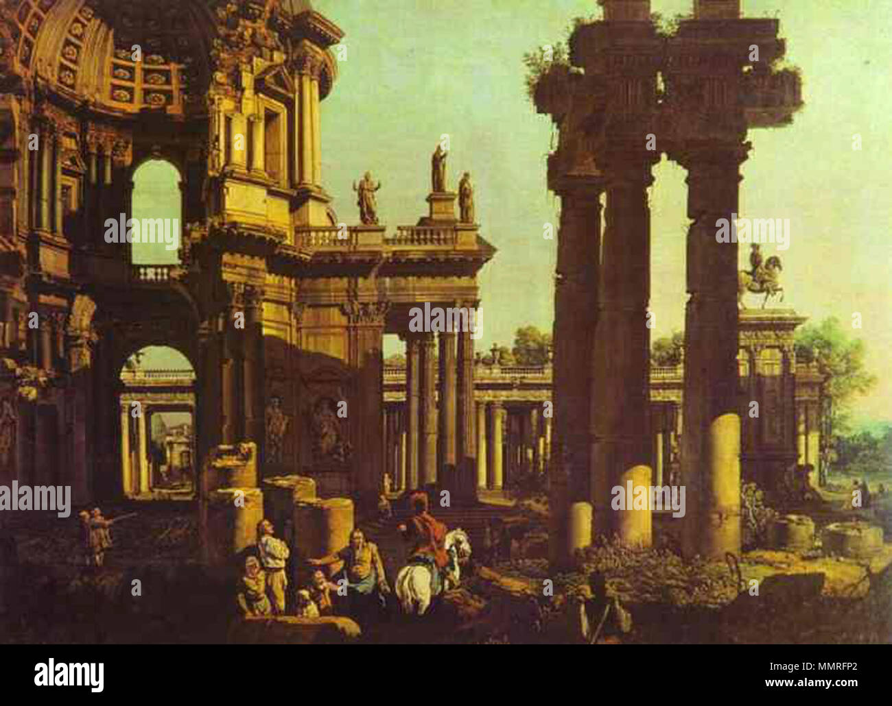 Le rovine di un tempio Bernardo Bellotto, le rovine di un tempio Foto Stock