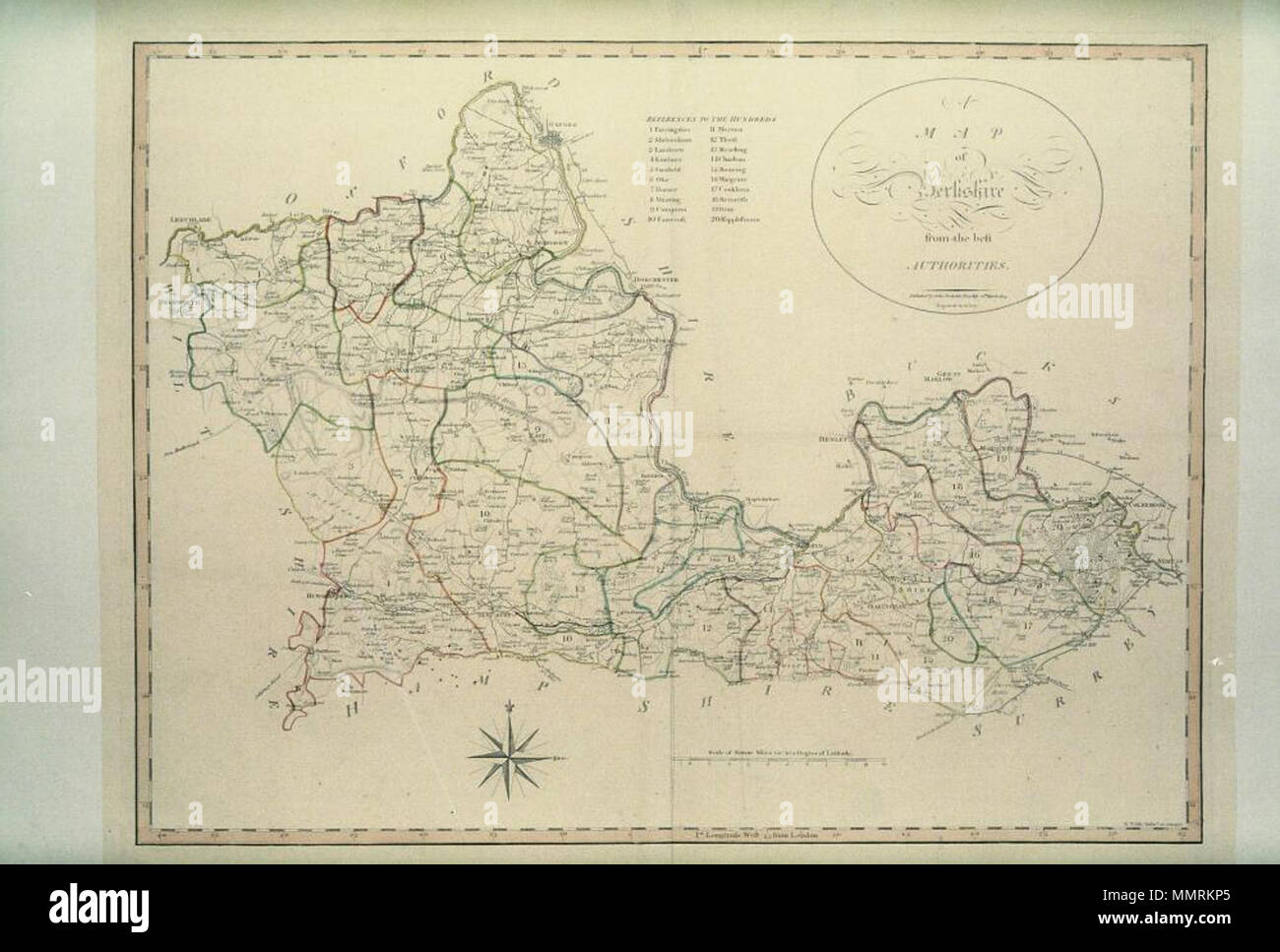 . Mappa di Berkshire, in Richard Gough della edizione di Camden il Britannia; questa copia è in 'New British Atlas' pubblicato da John Stockdale nel 1805.. Una mappa di Berkshire. 1805. Librerie di Bodleian, una mappa di Berkshire Foto Stock