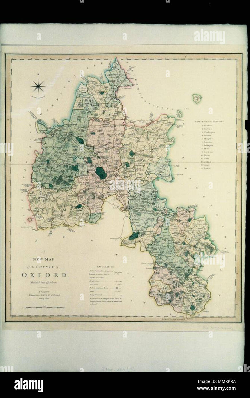 . Mappa di Oxfordshire, in Smith è il nuovo inglese Atlas una nuova mappa della contea di Oxford da Charles Smith, 1801. 1804. Librerie di Bodleian, una nuova mappa della contea di Oxford da Charles Smith, 1801 Foto Stock