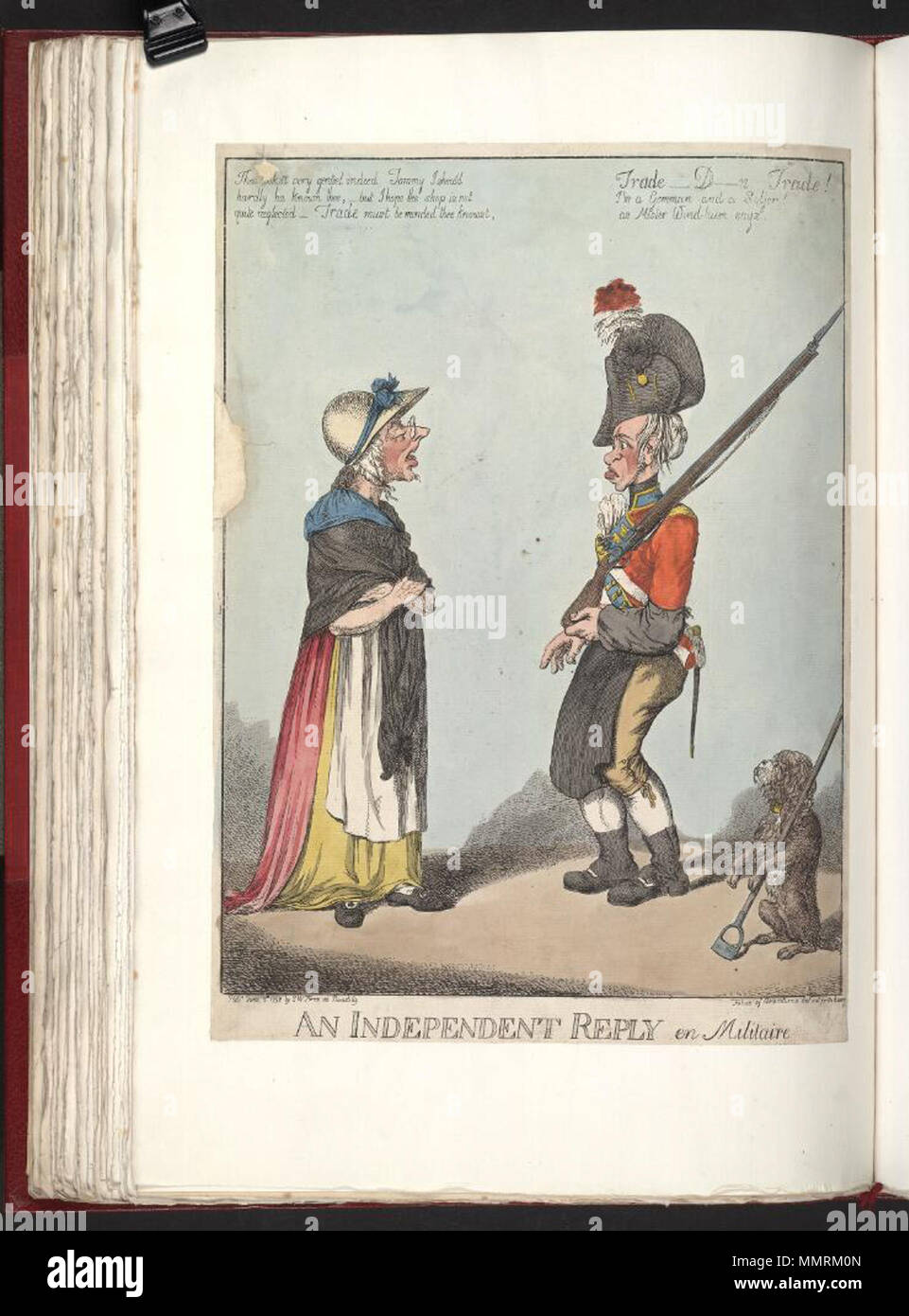 . La satira sul reclutamento militare.(British satira sociale) una risposta indipendente en militaire. Il 5 giugno 1798. Librerie di Bodleian, una risposta indipendente en militaire Foto Stock