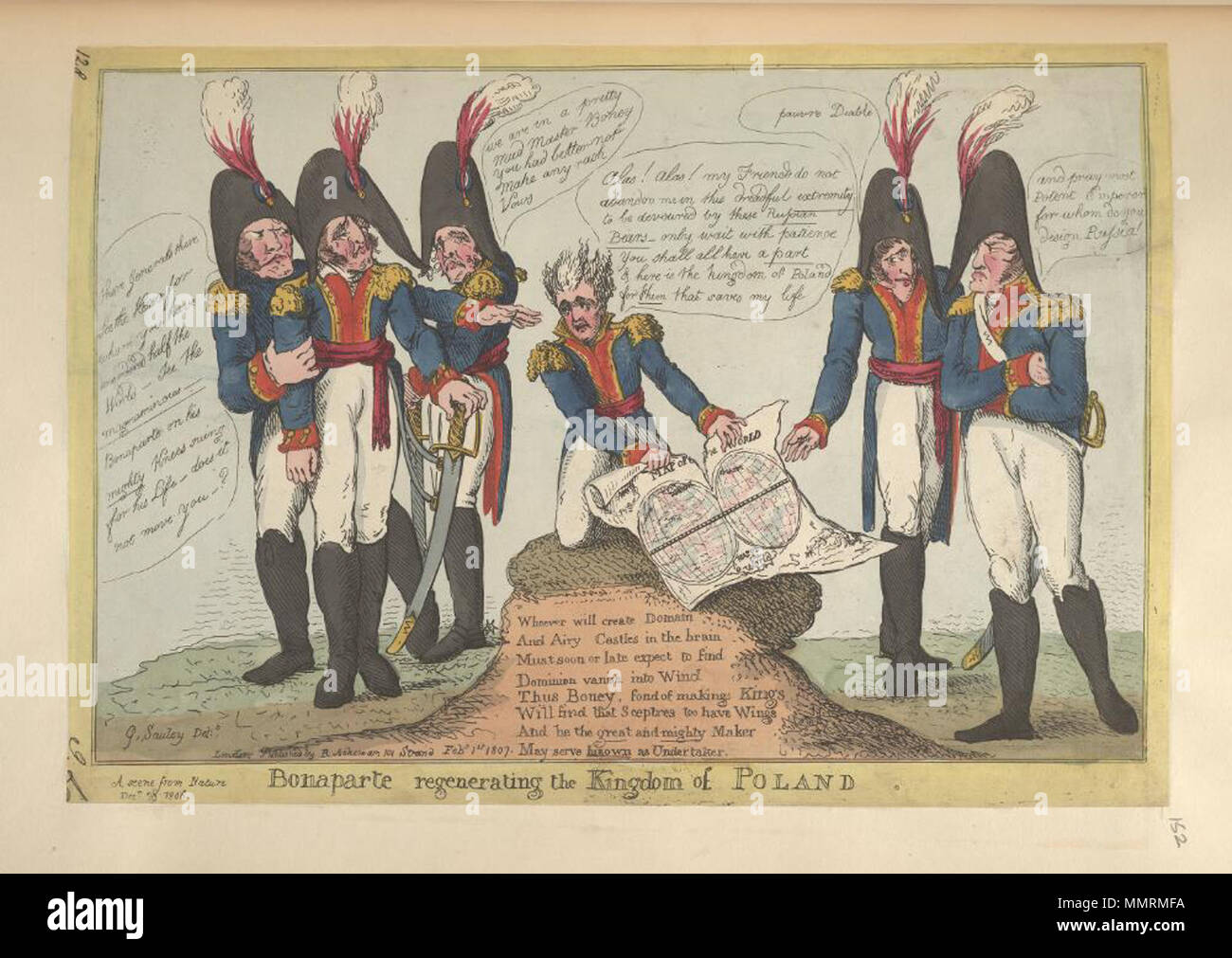 . Politico britannico cartoon; Bonaparte la rigenerazione del regno di Polonia.: una scena dalla natura Decr. 29 1806. Giugno 1797. Librerie di Bodleian, Bonaparte la rigenerazione del regno di Polonia- una scena dalla natura Decr 29 1806 Foto Stock