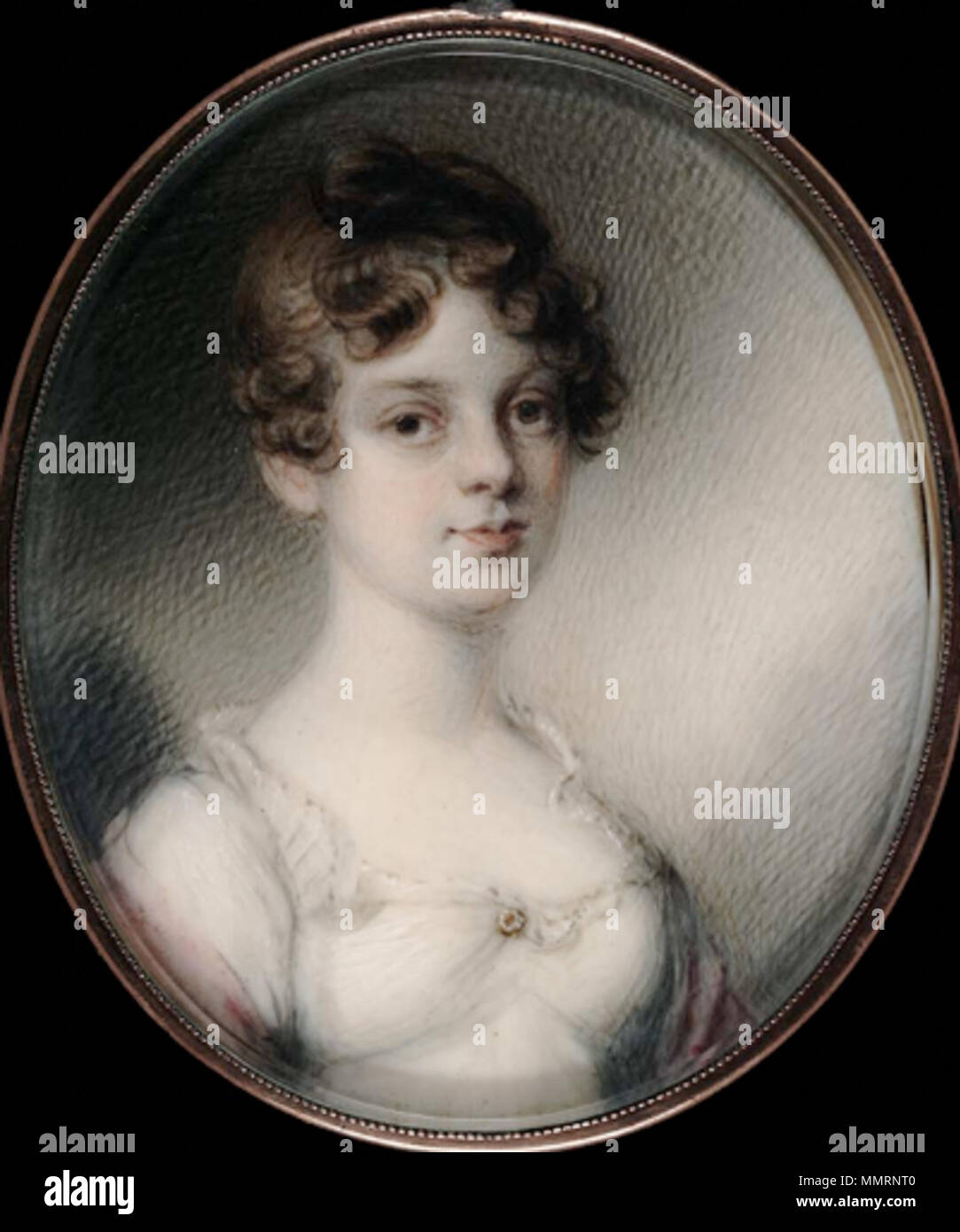 . Ritratto di una donna. 1810. Da William M. S. Doyle. acquerello su avorio. vista 3 x 2 1/2 in. (7,5 x 6,3 cm) di forma ovale. Lo Smithsonian American Art Museum . 1810. Doyle 1810 ritratto byWmMSDoyle Smithsonian 1954.6.3 1a Foto Stock