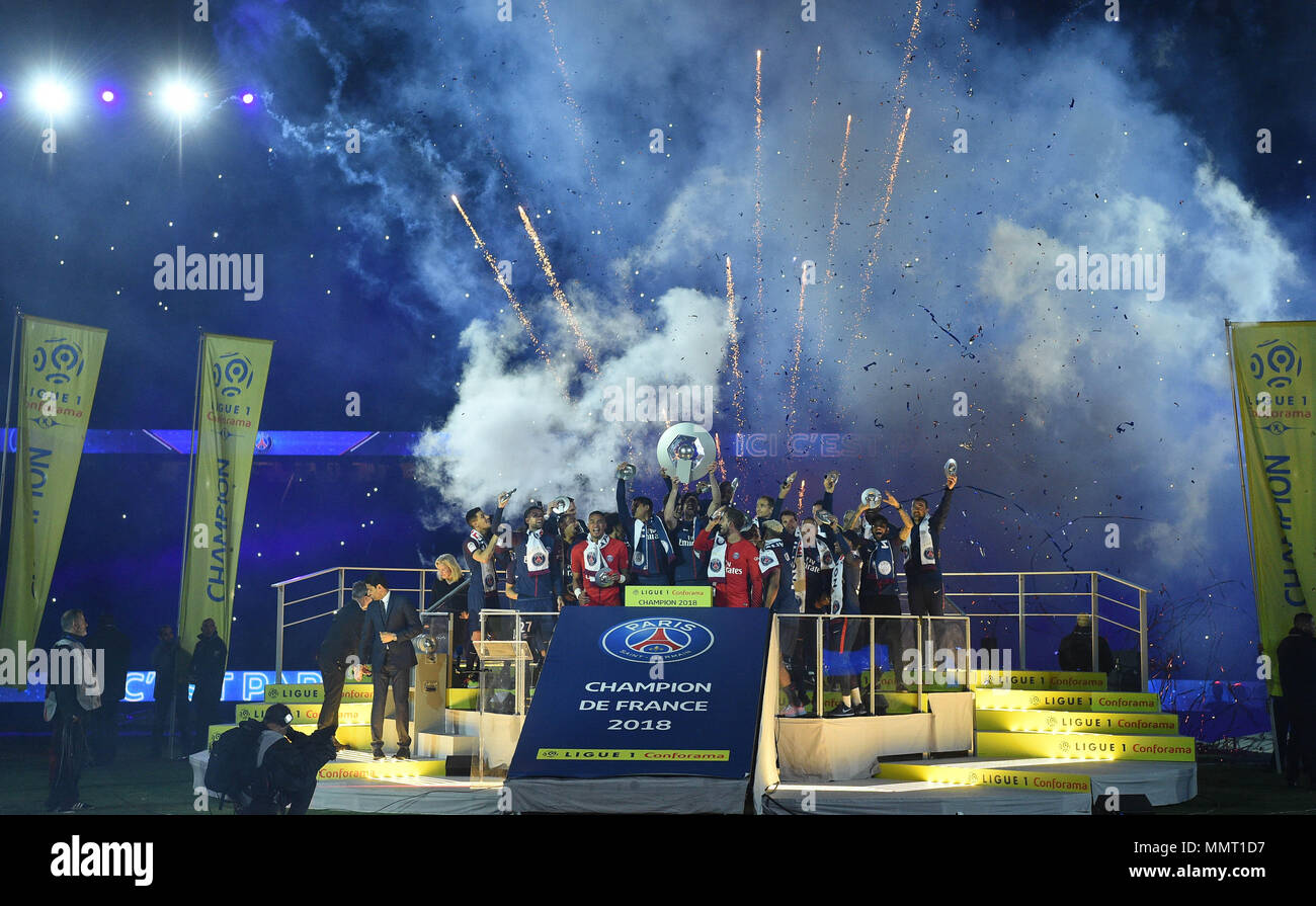 Parigi, Francia. Il 12 maggio 2018. La partita di calcio tra Parigi Saint-Germain e Stade Rennais presso il Parc des Princes Stadium di Parigi, sabato 12 maggio, 2018 Credit: Avenir foto/Alamy Live News Foto Stock