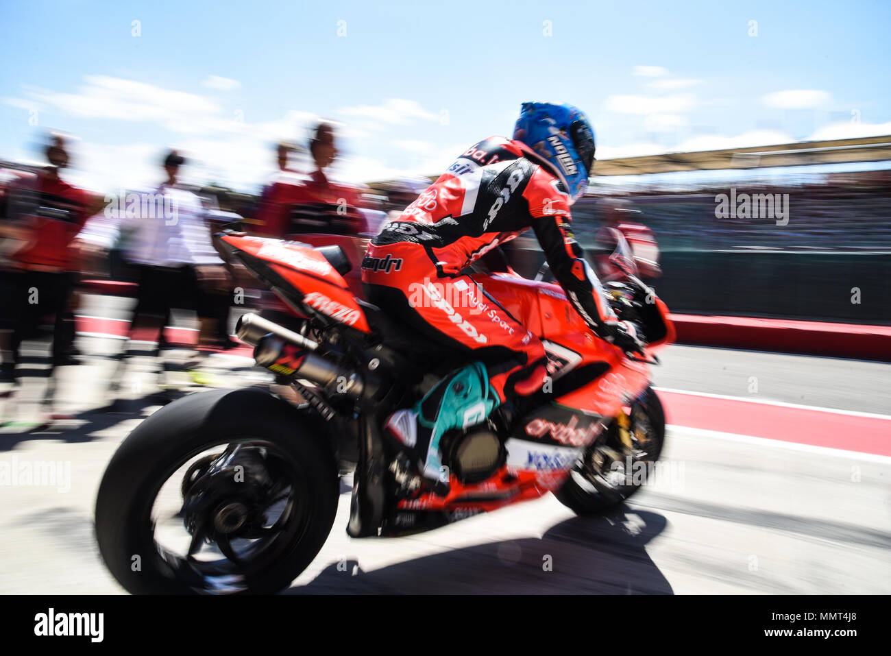 Imola, Italia. 13 maggio 2018. La Superbike di biciclette in gara 2 a Imola Autodromo Dino e Enzo Ferrari per il round italiano di Imola, Italia. 13 maggio 2018. Il campionato Superbike. Nella foto: 33 Marco Melandri ITA Ducati Panigale R (Aruba.it Racing - Ducati). 13/05/2018, Imola, Italia Credit: Indipendente Photo Agency Srl/Alamy Live News Foto Stock