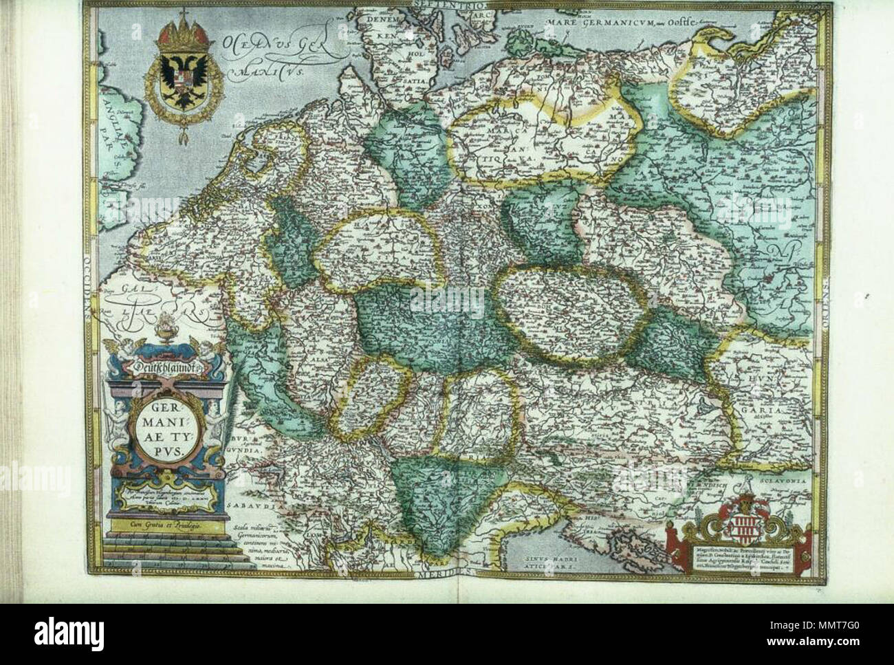 . Compilato da Francesco Hogenberg dalle indagini del 1560 s e 70s, in Abraham Ortelius, Theatrum Orbis Terrarum, edizione in lingua inglese come il teatro del mondo intero, Londra 1606 Germaniae typvs. 1606. Librerie di Bodleian, Germaniae typvs Foto Stock
