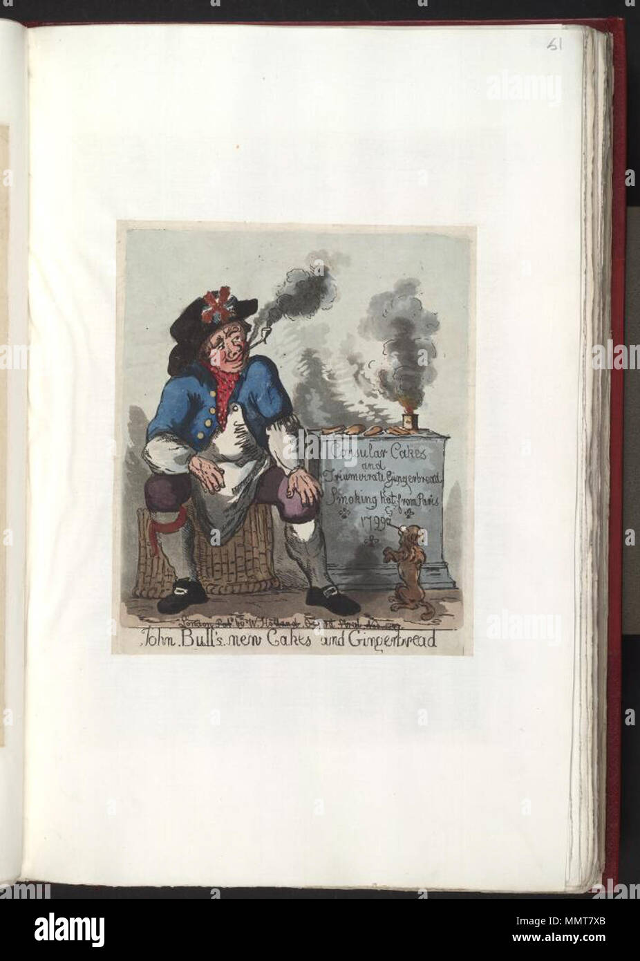 . La satira sul timore di invasione francese, 1794-1805. (Politico britannico cartoon) John Bull nuove torte e pan di zenzero. Novembre 1799. Librerie di Bodleian, John Bull nuove torte e pan di zenzero Foto Stock