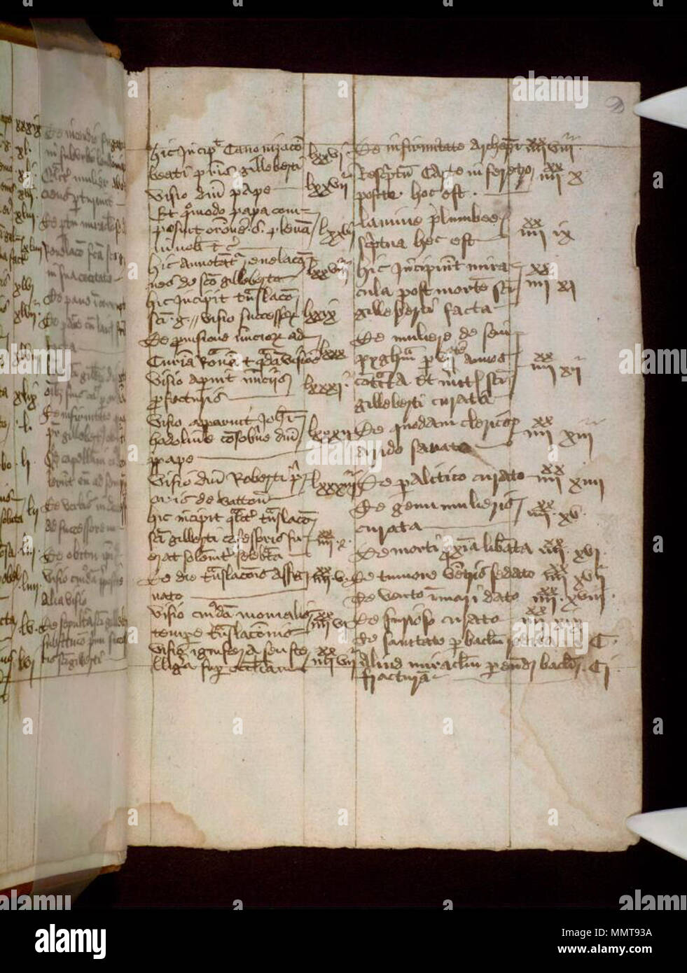 . Testi latini sulla vita, traduzione, miracoli, ecc., di San Gilbert di Sempringham (d. 1189), adattato dal suo processo di canonizzazione (1201-2), in una metà del XV secolo in copia in lingua inglese per uso devozionale illuminato con le iniziali e frontiere.; 2r testi latini su St Gilbert di Sempringham. 1450. Librerie di Bodleian, testi latini su St Gilbert di Sempringham 2r Foto Stock