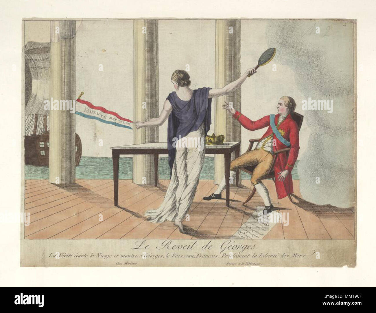 . Politica francese; cartoon strappato in angolo superiore destro, parte mancante in dotazione a matita. Le reveil de Georges.. 1804. Librerie di Bodleian, Le reveil de Georges Foto Stock