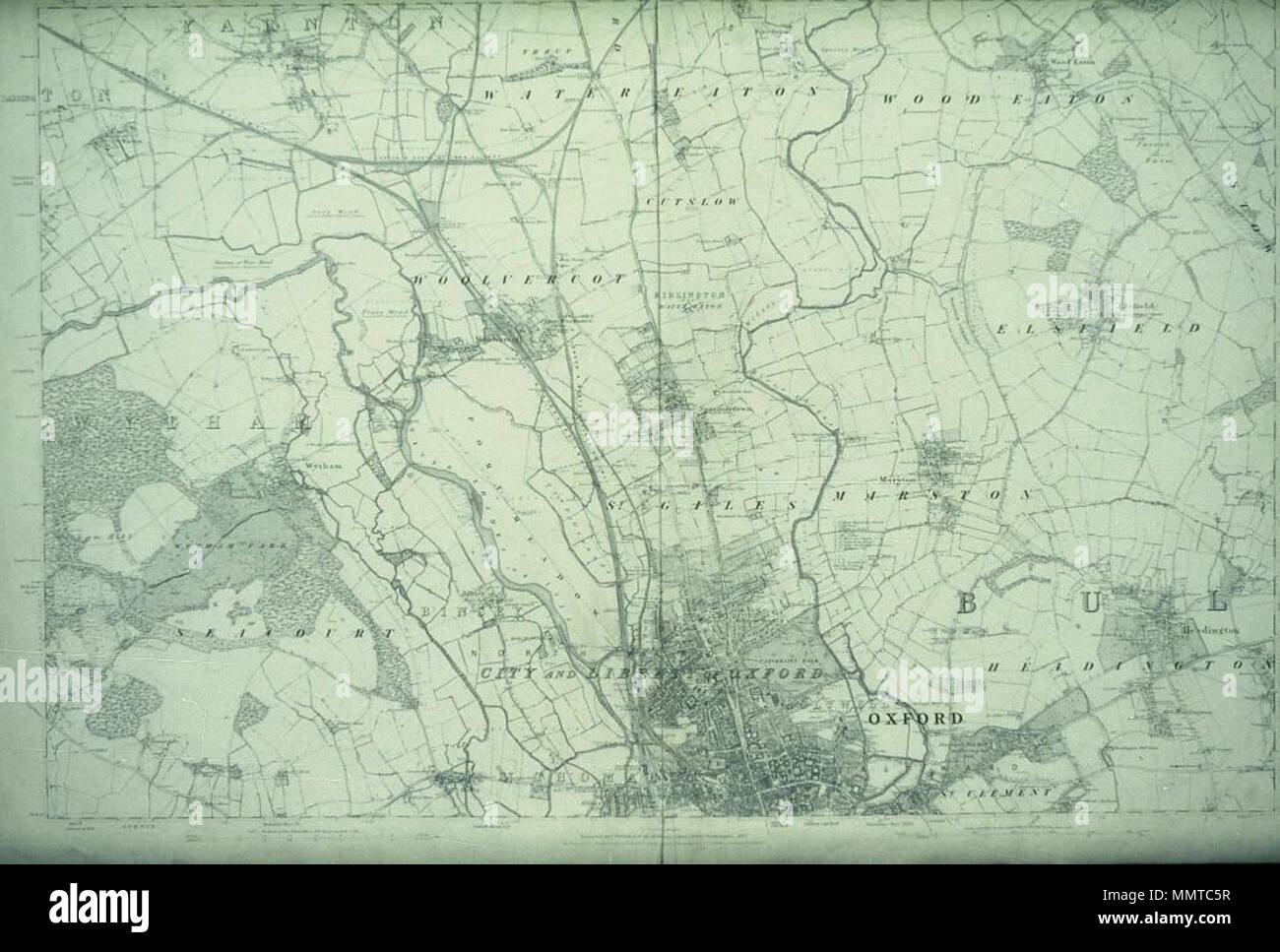 . Ordnance Survey di 6 pollici di mappa, 1a edizione; scala 1: 10,560, che copre la città di Oxford e una zona a nord di Yarnton e Elsfield [Oxfordshire foglio XXXIII, 1876 ]-Ordnance Survey County serie 6 pollici prima edizione. 1887. Librerie di Bodleian, Oxfordshire foglio XXXIII, 1876 Foto Stock