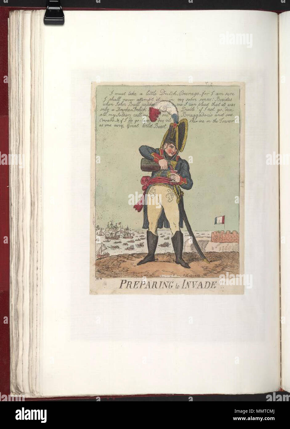 . La satira sul timore di invasione francese, 1794-1805. (Politico britannico cartoon) preparando a invadere!!!. Il 28 luglio 1803. Librerie di Bodleian, preparando per invadere Foto Stock