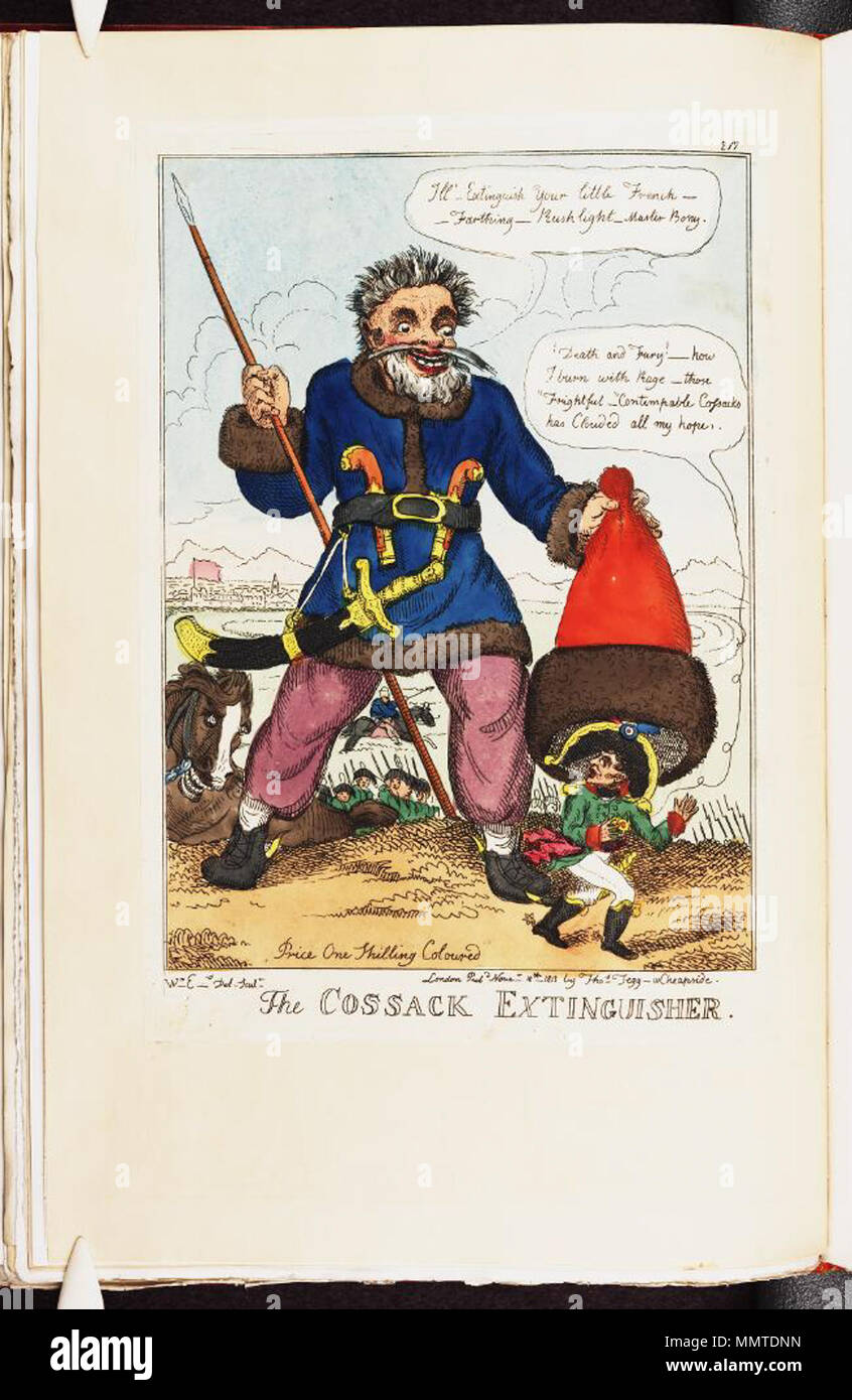 . La satira su Napoleone campagna russa. (Politico britannico cartoon) Il cosacco estintore. Il 10 novembre 1813. Librerie di Bodleian, il cosacco estintore Foto Stock
