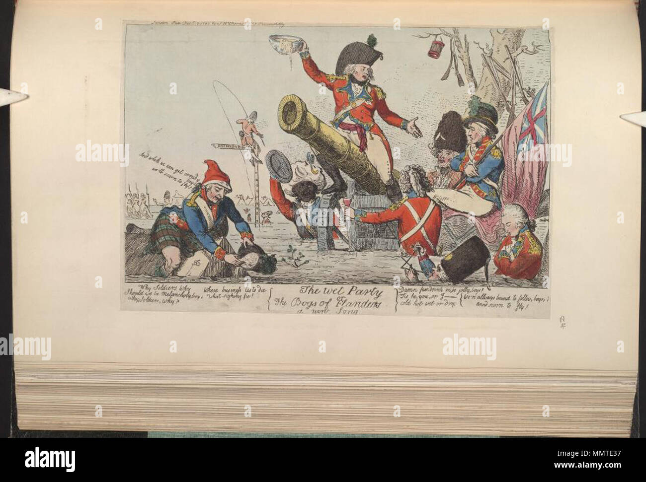 . La satira sul francese guerre rivoluzionarie. (Politico britannico cartoon); una satira sulla base di denunce di tempo umido nelle Fiandre; Krumbhaar 1300 La parte umida o: le torbiere delle Fiandre una nuova canzone. 7 dicembre 1797. Librerie di Bodleian, la parte umida o- le torbiere delle Fiandre un nuovo brano Foto Stock