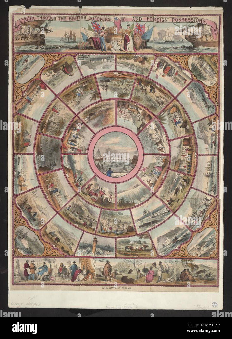 . Gioco intitolato un tour attraverso le colonie britanniche e possedimenti stranieri; ha 37 vignette raffiguranti Londra e colonie britanniche; Tour attraverso le colonie britanniche e possedimenti stranieri Tour attraverso le colonie britanniche e possedimenti stranieri. 1850. Betts, Giovanni [autore] Bodleian biblioteche, Tour attraverso le colonie britanniche e possedimenti stranieri Foto Stock