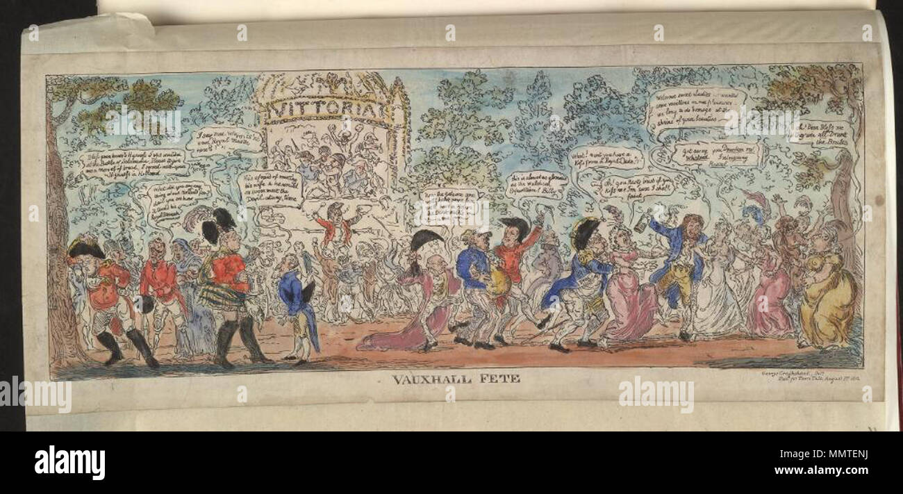 . La satira sulla guerra peninsulare. (Politico britannico cartoon) Vauxhall fete. 1 gennaio 1813. Librerie di Bodleian, Vauxhall fete Foto Stock
