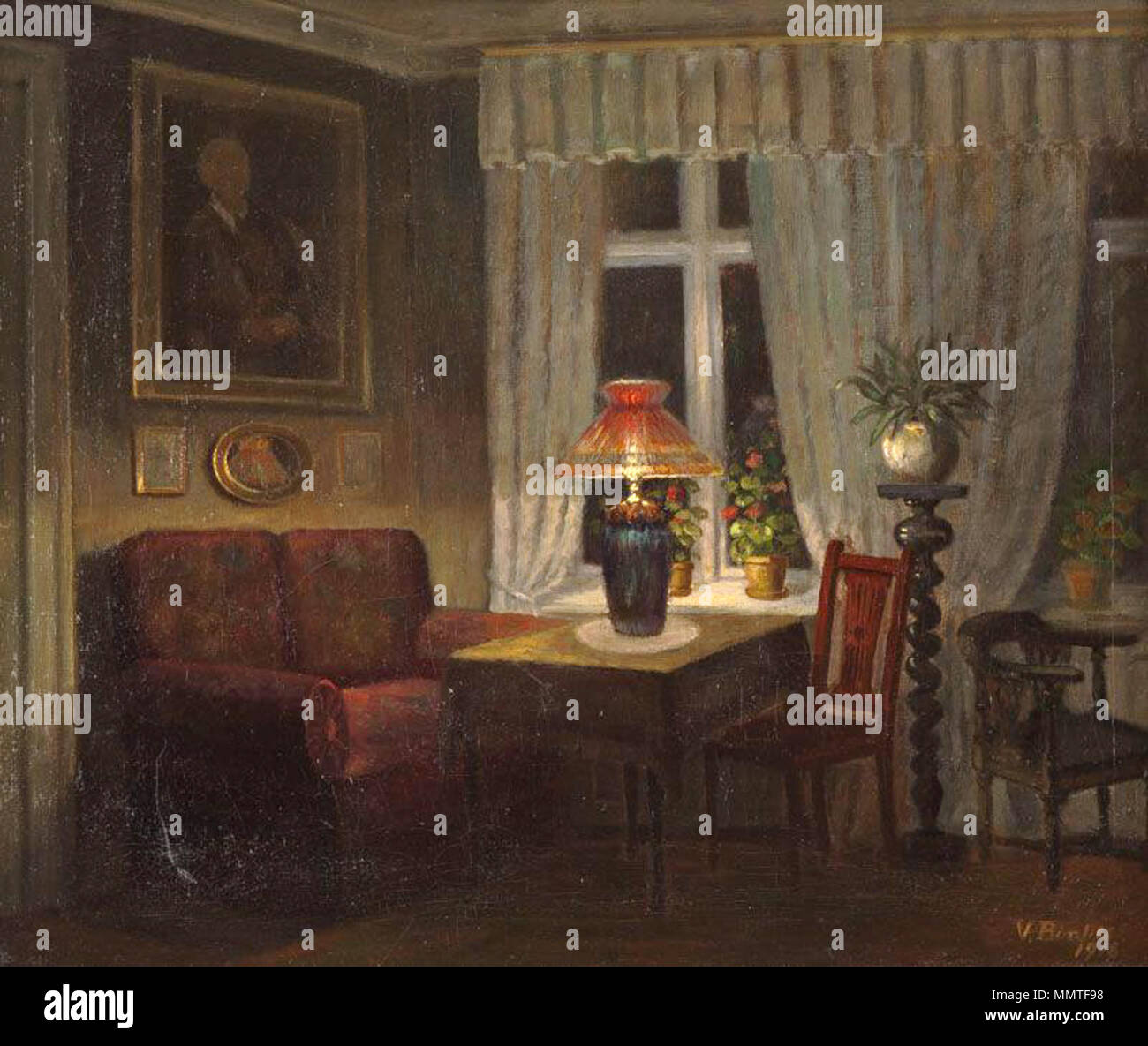 . Deutsch: Saloninterieur, 2. Hälfte 19. Jh. Öl auf Leinwand, 55 cm x 66 cm . Xix secolo. "V. Bonlier" (?) Bonlier Saloninterieur Foto Stock