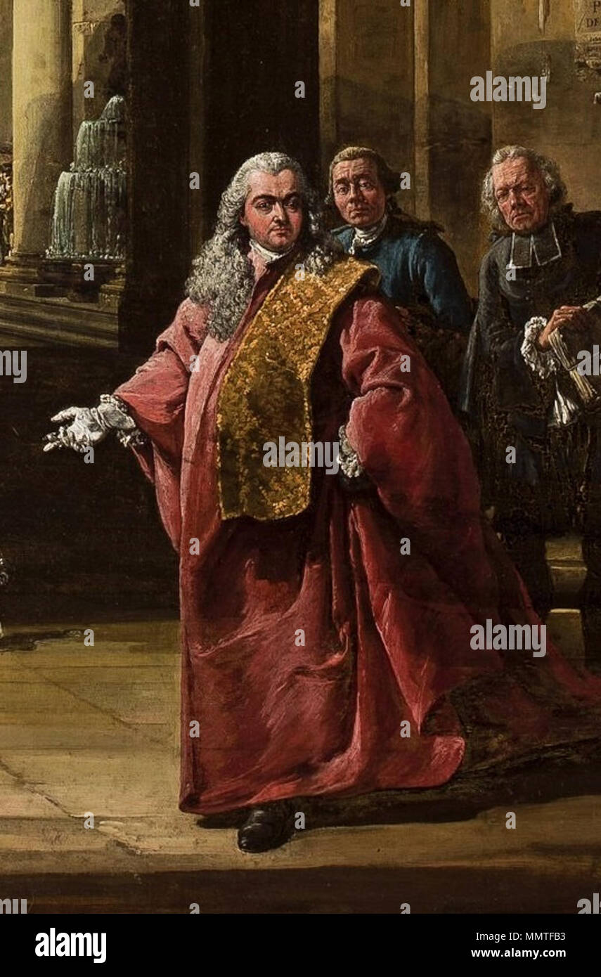 Self-portrait come ambasciatore veneziano (dettaglio).. circa 1765. Bernardo Bellotto Foto Stock