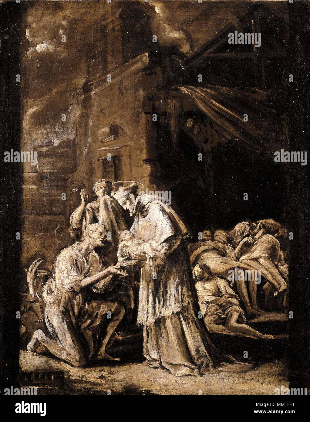 San Carlo Borromeo che visita la appestate Orazio Borgianni - San Carlo Borromeo in visita appestati Foto Stock