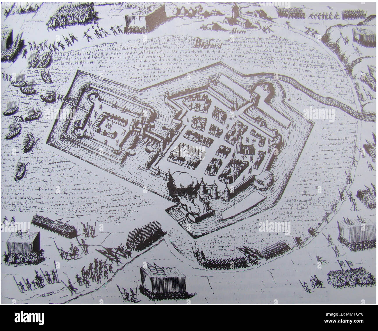 . Nederlands: Bredevoort overompeld, 1606 . 1606. onbekend, uploader originale era Arch presso nl.wikipedia Breevoort 1606 Foto Stock