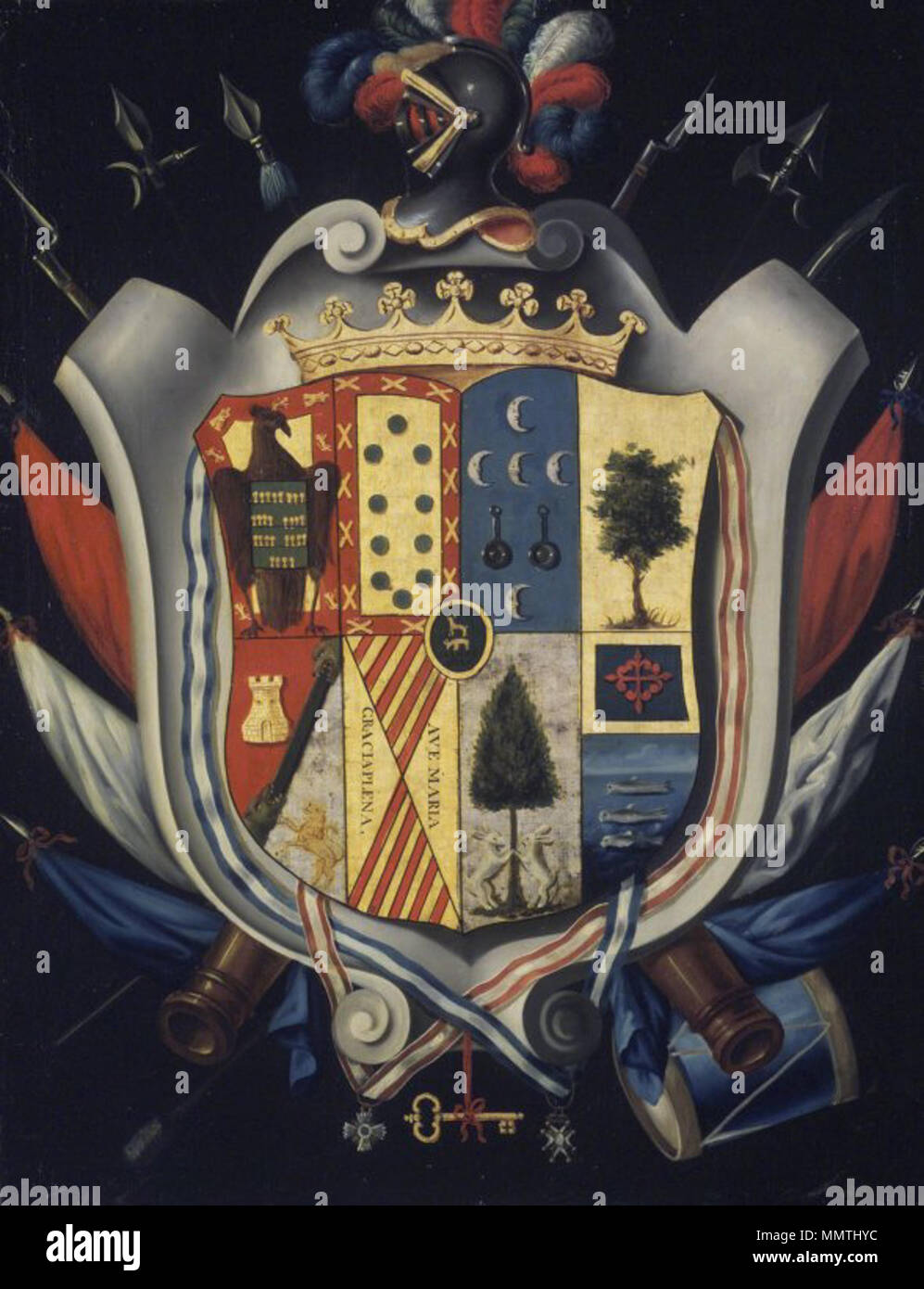 Stemma della famiglia Cervantes. circa 1802. Il Brooklyn Museum - Stemma della famiglia Cervantes - Messico - generale Foto Stock